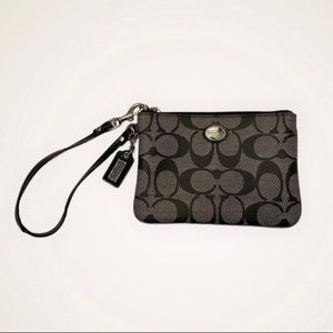 Coach Signature Wristlet Clutch Coin Purse Black
